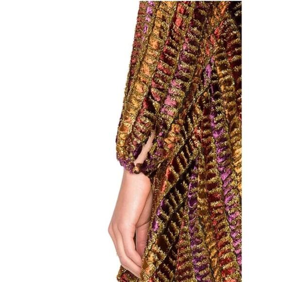 REVOLVE LPA Long Sleeve Dotty Gold Sparkling Multi Colored Wrap Dress 70 XS - Picture 7 of 11